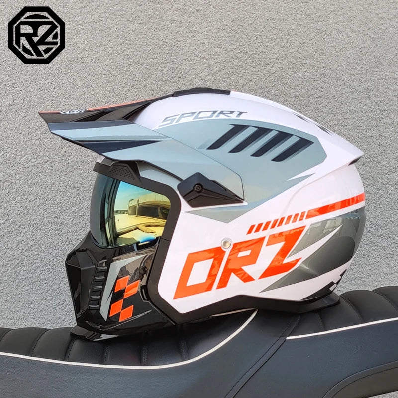 DOT approves high-quality retro motorcycle helmet modular multifunctional combination helmet Black Warrior off-road full helmet