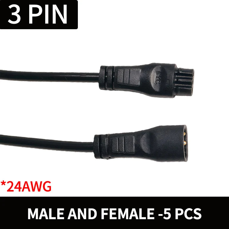 5PCS DC Connector Cable for LED Panel Light - 3Pin Wire with Tinned Flat Plug 24AWG for  Power Supply Household Appliances