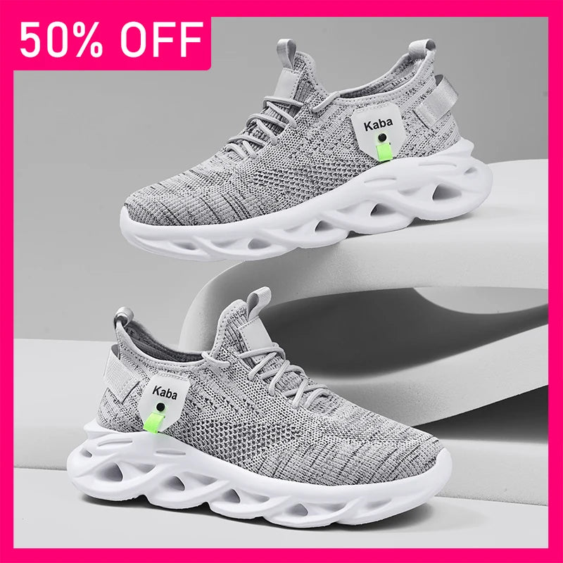 Men Sports Shoes Soft Sole Rebound Street Running Shoes New Fashionable Mesh Lightweight Breathable Walking Tennis Shoes for Men