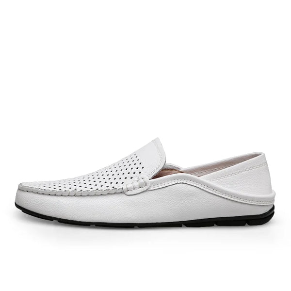 Summer Mens Slip On Leather Shoes Men Black White Brown Loafers Driving Shoes Breathable Big Size 36-46 47 48 49 Dropshipping