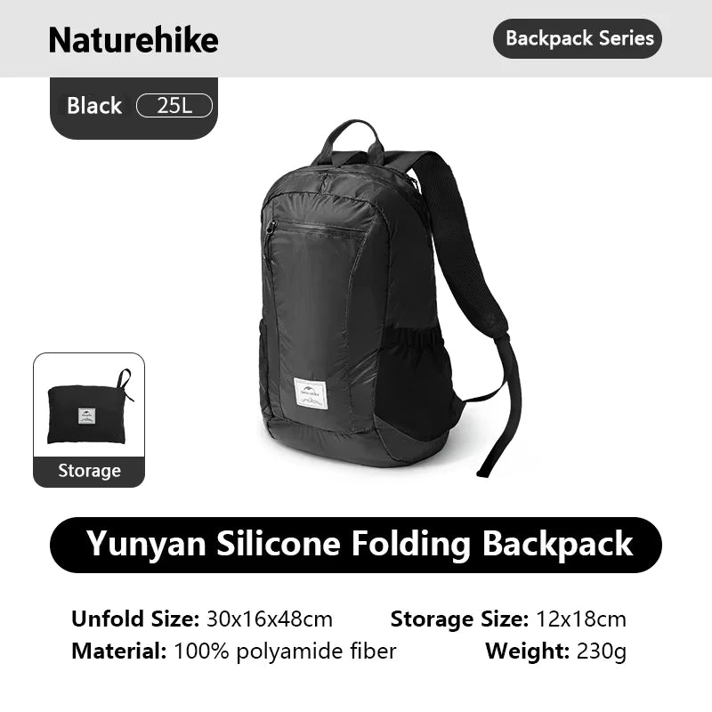 Naturehike 18L 22L 25L 30L Silicone Folding Backpack Lightweight Portable Waterproof Outdoor Camping Hiking Shoulder Skin Bag