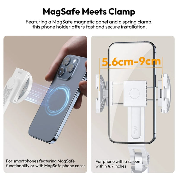ជើងកាមេរ៉ា Ulanzi TT88 1.44M Overhead Selfie Stick Phone Tripod ជាមួយ Magnetic Clamp ជើងកាមេរ៉ាបន្ថែមឥតខ្សែសម្រាប់ការផ្សាយផ្ទាល់ Vlog