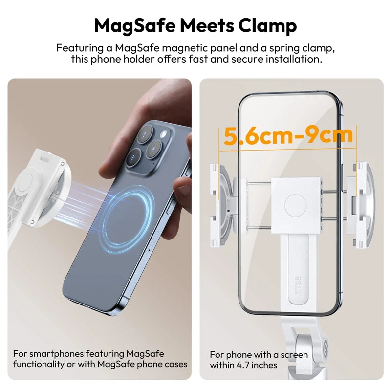 ជើងកាមេរ៉ា Ulanzi TT88 1.44M Overhead Selfie Stick Phone Tripod ជាមួយ Magnetic Clamp ជើងកាមេរ៉ាបន្ថែមឥតខ្សែសម្រាប់ការផ្សាយផ្ទាល់ Vlog