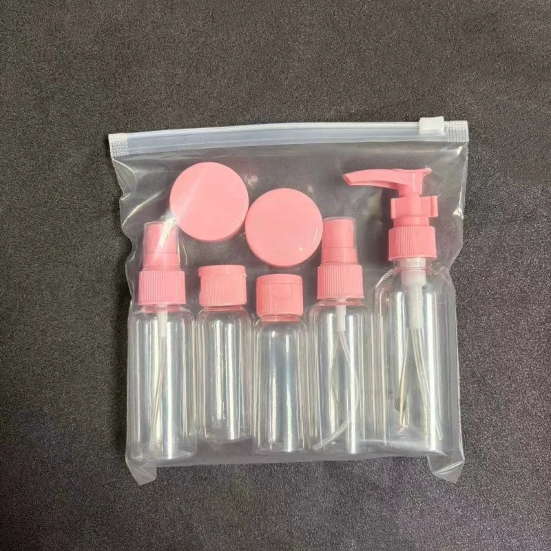 7-piece/set travel distribution bottle cosmetic storage set, portable, is a must-have item for work travel.Tourism bottling set