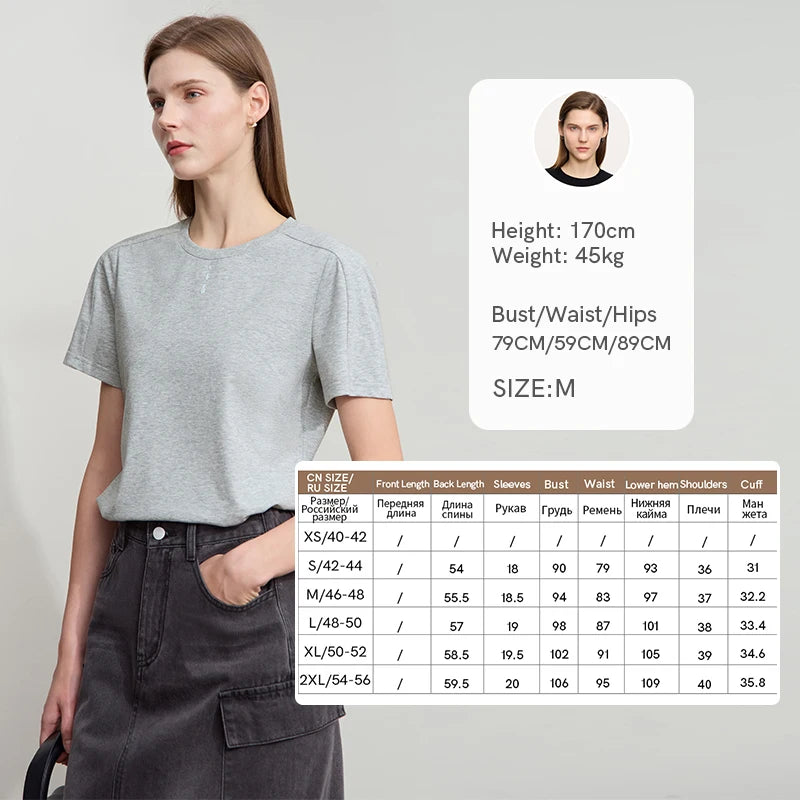 AMII Casual Print Shirt Women Summer New 2026 Short Sleeve Round Neck Baroque Pearl Straight T-shirts Woman Fashion 12522059