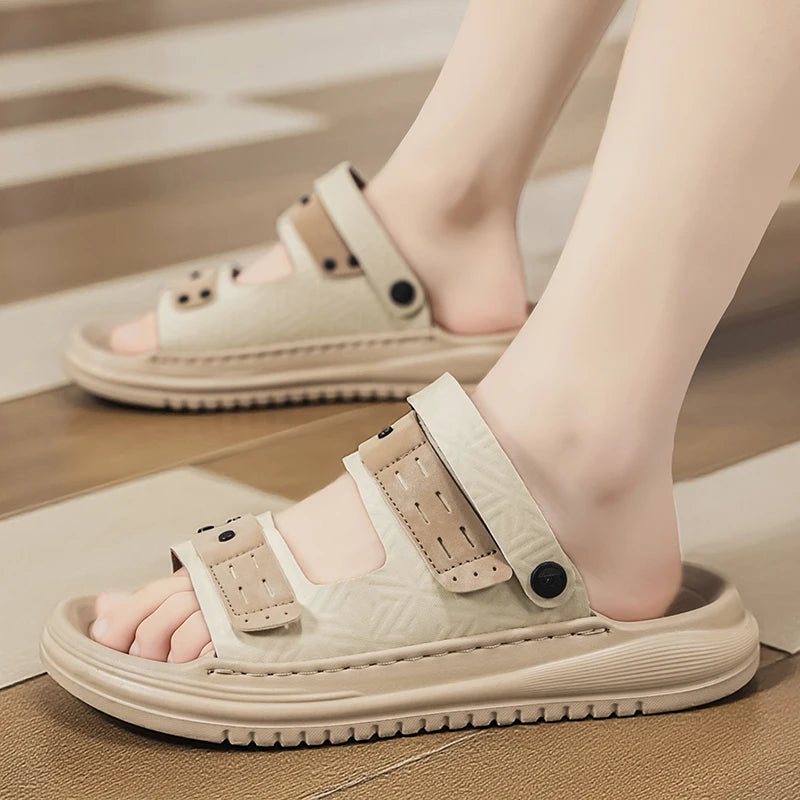 Men's soft sole casual sandals summer new breathable light outdoor walking beach shoes fashion sports dual-use driving slippers