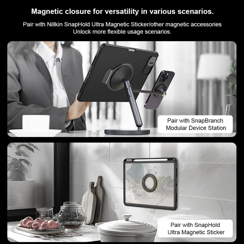 Nillkin for iPad Pro 13 M4 2024 Case for Air 13 2024/Air 10.9/Air 4/Air 5 Cover Lens Slide Camera Protection With Magnetic Stand