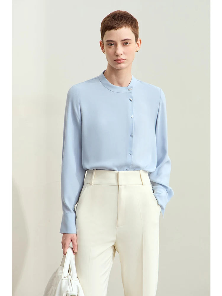 អាវ Amii Minimalism Chiffon សម្រាប់ស្ត្រីឆ្នាំ ២០២៥ រដូវស្លឹកឈើជ្រុះថ្មីកអាវឈរ Shell Buckle Basic អាវនិងអាវទ្រនាប់រលុងធម្មតា ១២៤២៣០៣៣