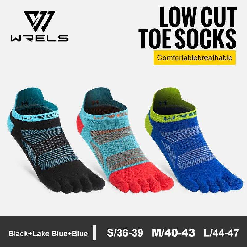 WRELS Toe Socks 5 Finger Athletic Running Low Cut Toe Socks for Men Women Moisture Wicking Quick-Dry Running Five Finger Socks