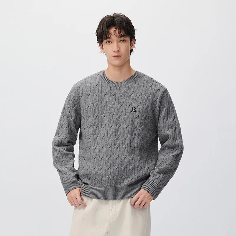 Semir Men Knit Sweater Vintage Style Cable Knit 2026 New Winter Daily Wear Urban Casual Style Cold Weather Layering