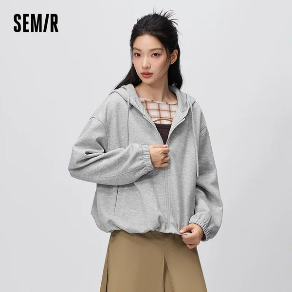 អាវក្រៅ Semir សម្រាប់នារី មានមួក រលុង រាងដូចពពុះ រដូវស្លឹកឈើជ្រុះ ឆ្នាំ២០២៦ អាវក្រៅស្ព័រ ដៃវែង ម៉ូដទាន់សម័យ
