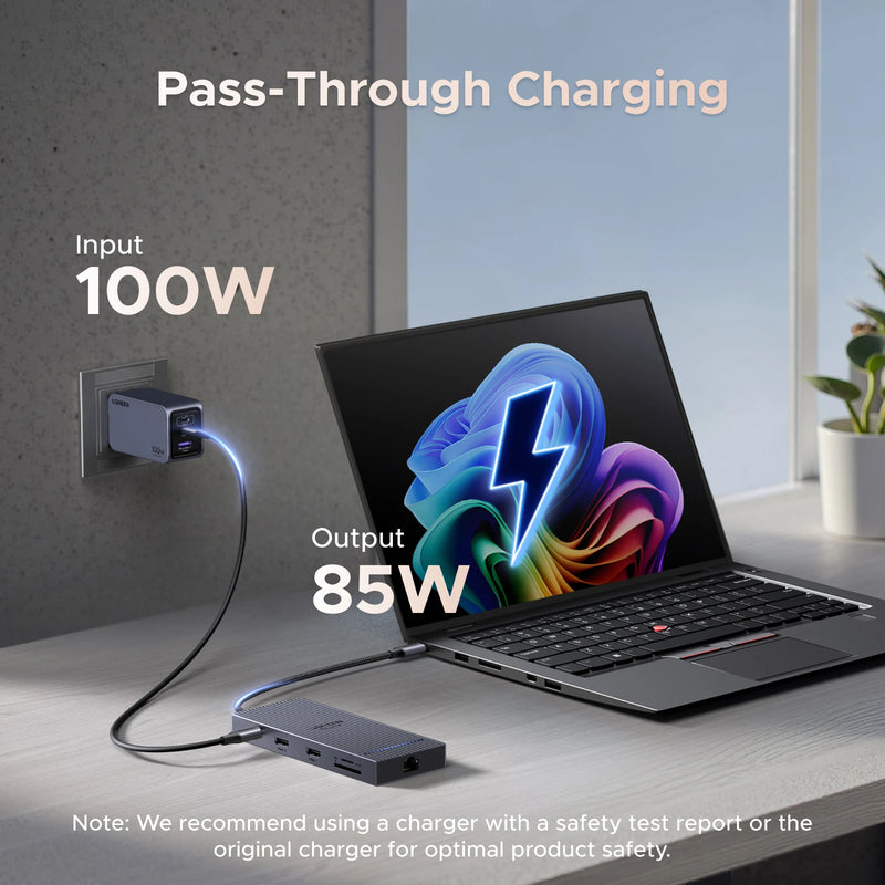UGREEN USB C HUB Dual Monitor Extend 4K60Hz HDMI 10Gbps PD100W RJ45 SD TF Splitter for Windows Laptop Dell HP Docking Station
