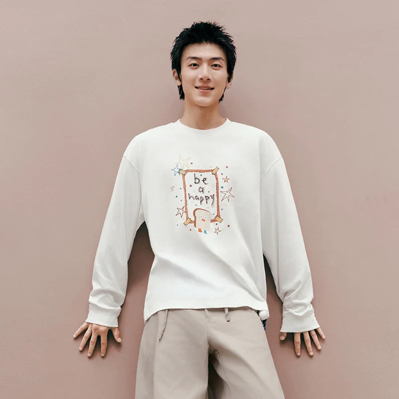 Semir Men Tshirt Long Sleeve Graffiti Print Couple Knit Top Urban Casual Street Style Autumn Urban Daily Wear 2026