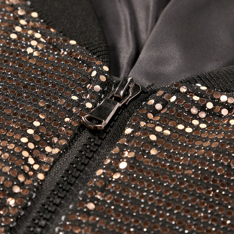 2026 Men's Gold Long Sleeve Jacket, Baseball Collar Zipper Control Switch Jackets,Round Metal Piece Decoration Top, Silver Coat