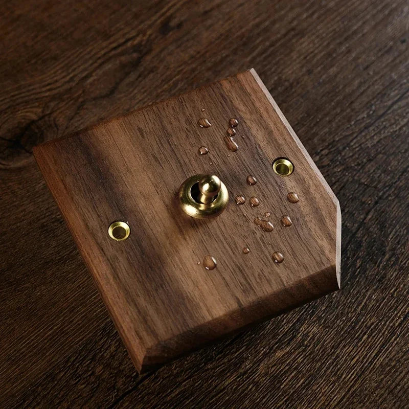 DepoGuye High quality retro American light switch socket, pure wood brass toggle switch plate, home &bed wall light switch