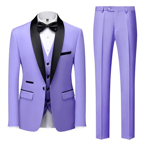 Men's Blue Suit 3-Pieces, Business Wedding Terno Masculino, Fashion Slim Fit Costume Homme, Black Red Gray, Asian Size M-4XL 5XL