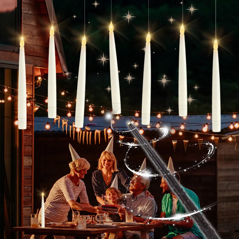 ទៀនអណ្តែតជាមួយដំបង ទៀន LED អណ្តែតទឹកគ្មានអណ្តាតភ្លើង ដំណើរការដោយថ្ម ទៀនបញ្ជាពីចម្ងាយសម្រាប់បុណ្យហាឡូវីន បុណ្យណូអែល