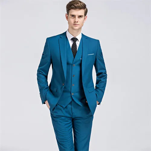 2026 New Men's Suit 3-Pieces Set (Jacket + Pants + Vest) Wedding / Party / Office Slim Blazer Coat + Trousers Asian Size