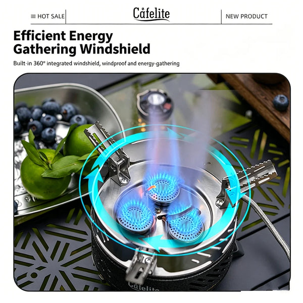 Camping Gas Stove Portable Split Burner Preheating Tube 8800W High Power  Wind Shield Folding Legs Butane For Hiking Fishing