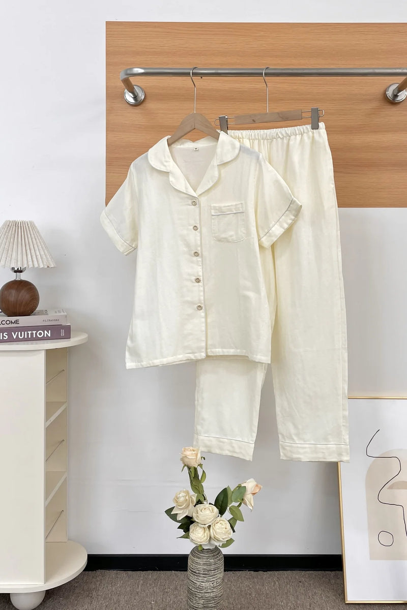 Thin Pajamas for Lady Two-Piece Women's Set Pure Cotton Short Sleeve Pijama Pajamas Woman Night Clothes Summer Clothes Sleepwear