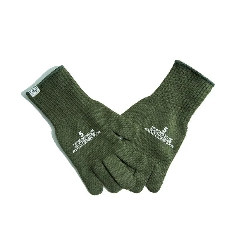Maden Winter Warm Cycling Tactical Gloves Vintage Knitted Print Full-finger Gloves Business Autumn Warm Fashion Gift Gloves