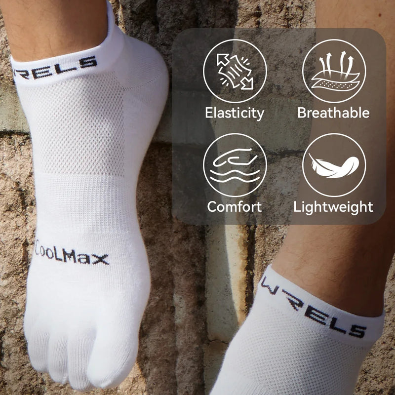 WRELS 1/2/3pairs COOLMAX Toe Socks Breathable Five Finger Socks Athletic Hiking Running Soft Comfortable Moisture Wicking Socks