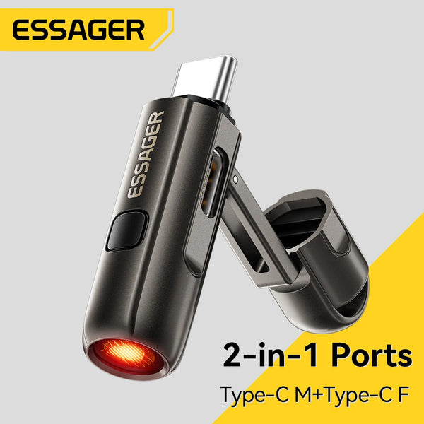 ភ្លើងបារីចល័ត Essager 2 ក្នុង 1 ប្រភេទ C ឧបករណ៍ផ្លុំខ្យល់ សុវត្ថិភាពក្រៅផ្ទះ ចល័តខ្នាតតូច USB-C អាដាប់ទ័រភ្លើងបារី