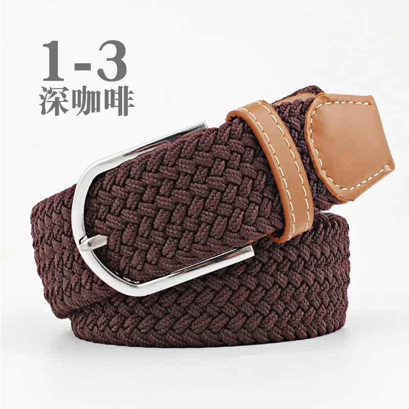 105cm Stretch Woven Belt, Unisex Canvas Belts Fashion Casual Student Belt Women Cinturon Male Waistband.