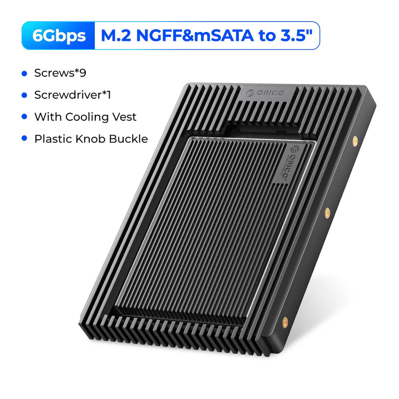 ORICO Hard Drive Caddy Adapter 2.5 SATA MSATA NGFF to 3.5 Internal Drive Bay SSD Converter Mounting Bracket Caddy Tray SATA 3.0