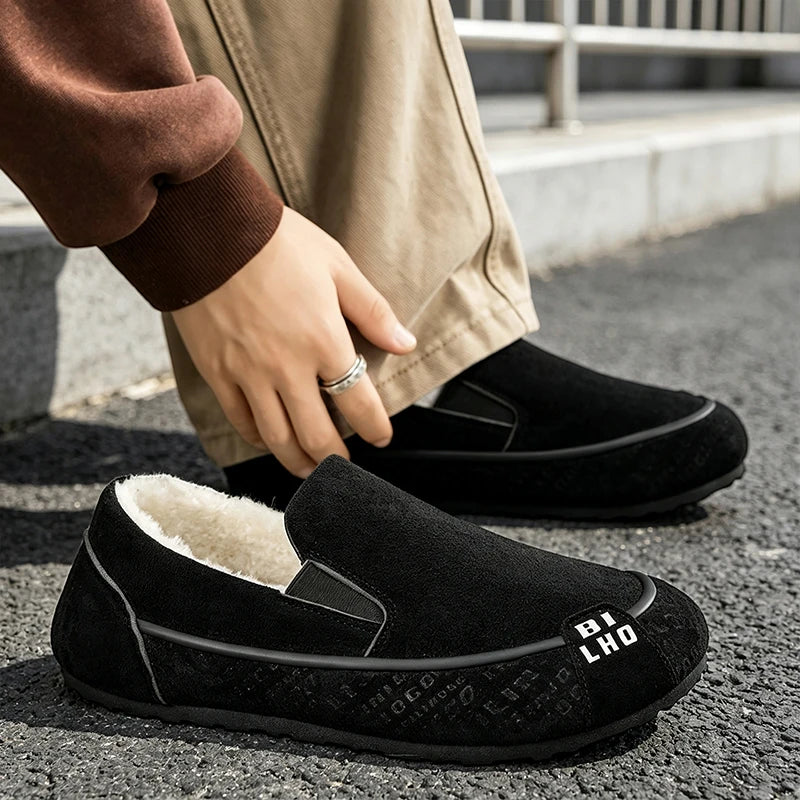 Men's Light thicken Casual cotton shoes winter warm plush Soft-sole Non slip Comfort Fashion Outdoor Walking Sports running shoe