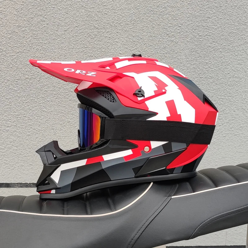 DOT Approved Motocross Helmet Full Face Dirt Bike Offroad Helmet Adjustable Sun Visor for ATV Quad Mountain Bike