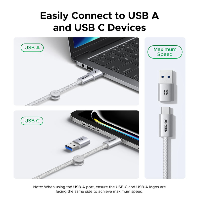 UGREEN M.2 NVMe 20Gbps SSD Enclosure with Cable USB-C 3.2 Gen2 External Enclosure Compatible with M.2 NVME PCIe Aluminum Case