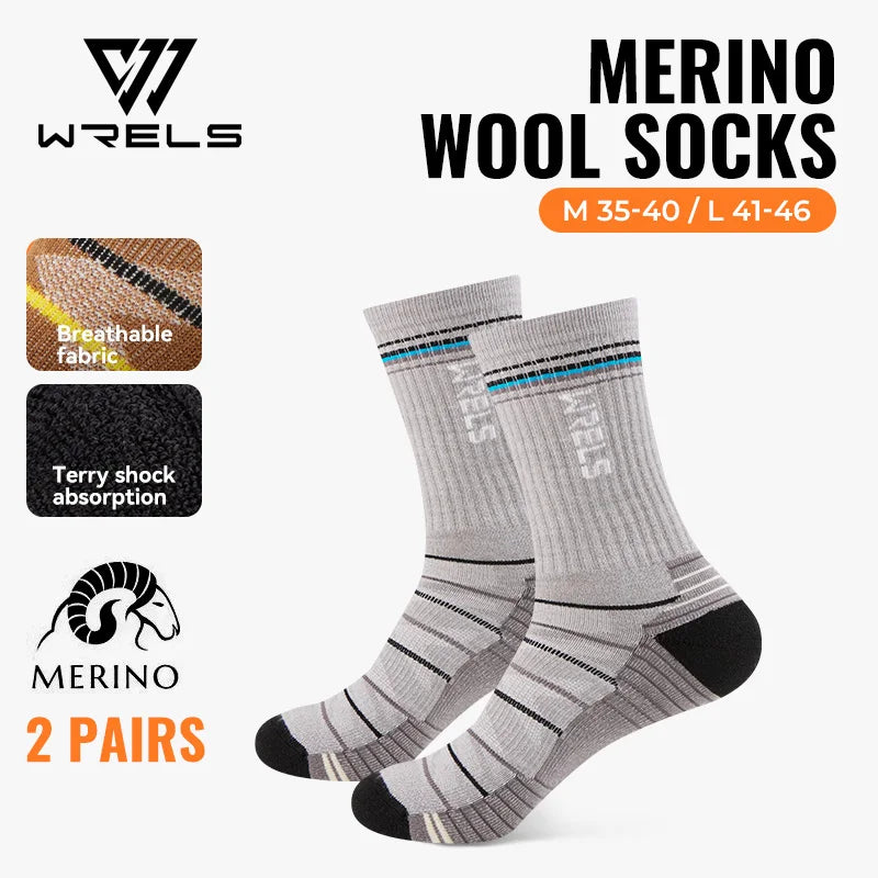 WRELS 1/2/3pairs Merino Wool Hiking Socks Warm Thermal Winter Moisture Wicking Socks Breathable Performance Wool Hiking Socks