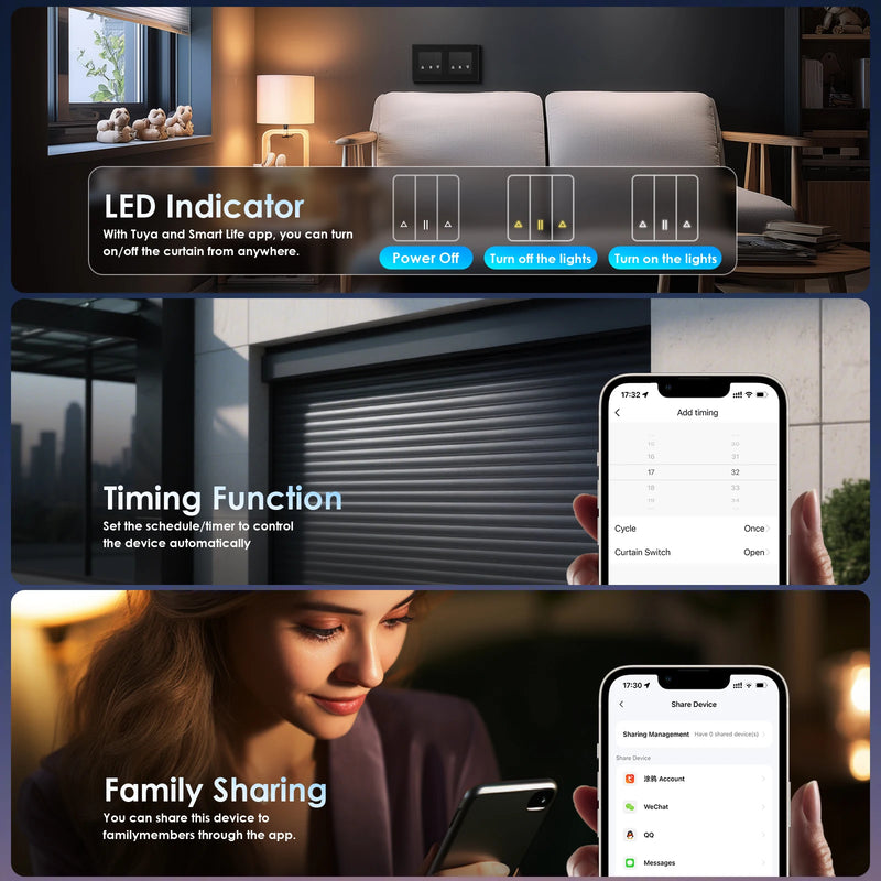 BSEED E Series Smart Zigbee Shutter Switch For Electric Motorized Blinds Roller Shutter Tuya Google Home Alexa Voice Control