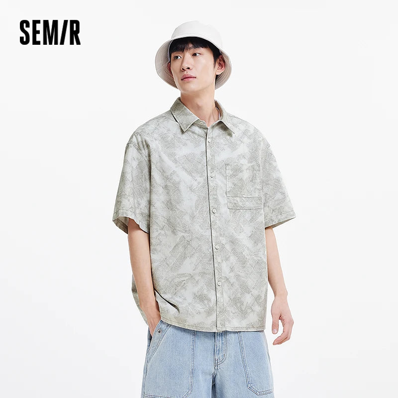 Semir Mens Shirt 2026 Denim Cool Feeling Loose Short Sleeve Lightweight Casual Fashion
