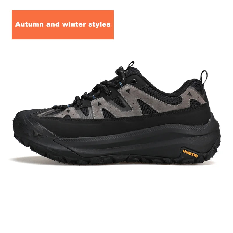 HUMTTO Hiking Men Shoes Non-slip Men's Sports Shoes Leather Safety Walking Outdoor Sneakers for Man Breathable Trekking Boots