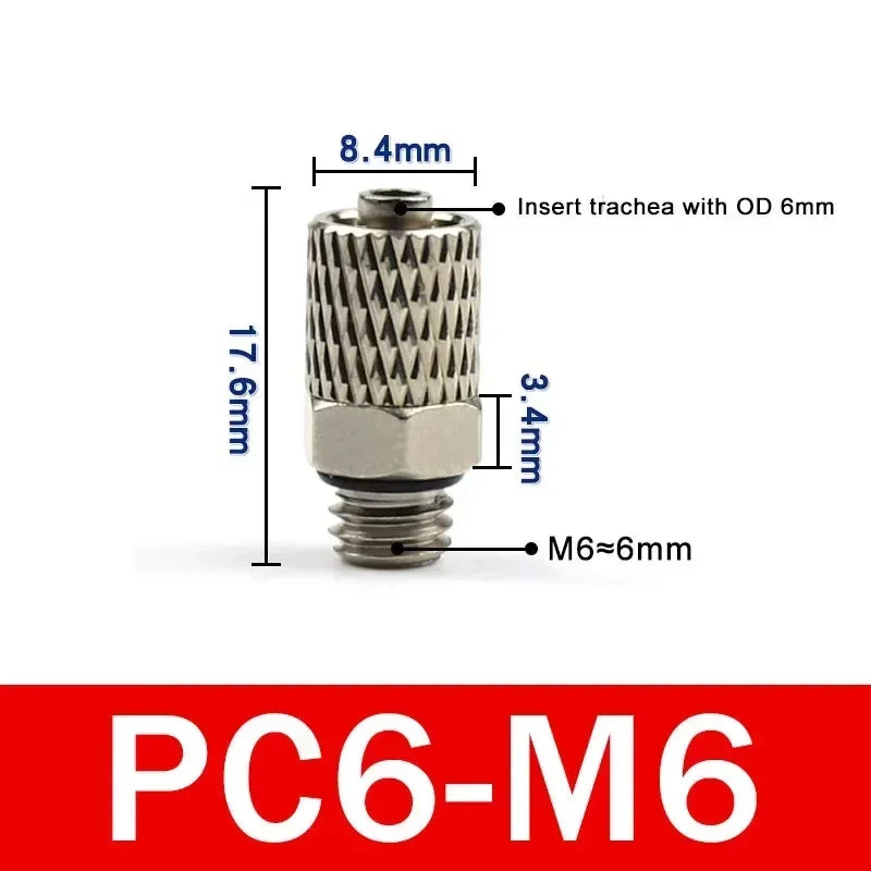 Male Thread M3 M4 M5 M6 -Air Tube 3mm 4mm 6mm OD Mini Pneumatic Pipe Connector Screw Through Quick Fitting Fast Twist Joint