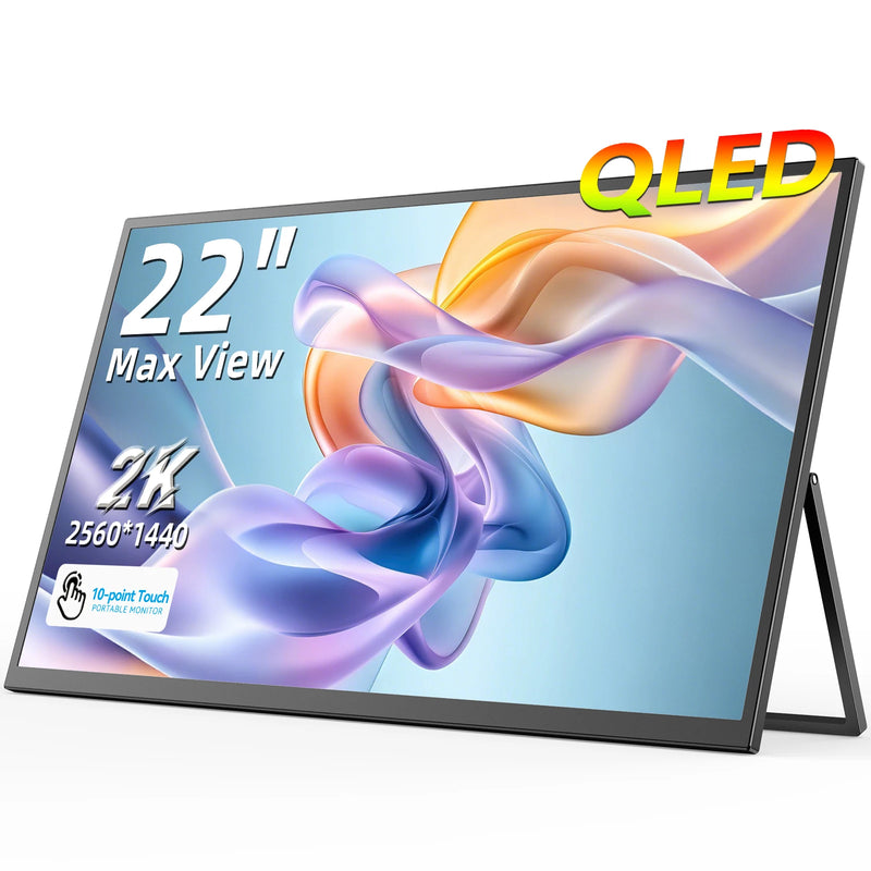 UPERFECT 22" 2K Portable Touchscreen Monitor w/VESA & 180°Adjustable Stand 2560 * 1440 QHD FreeSync IPS HDR Large Gaming Display