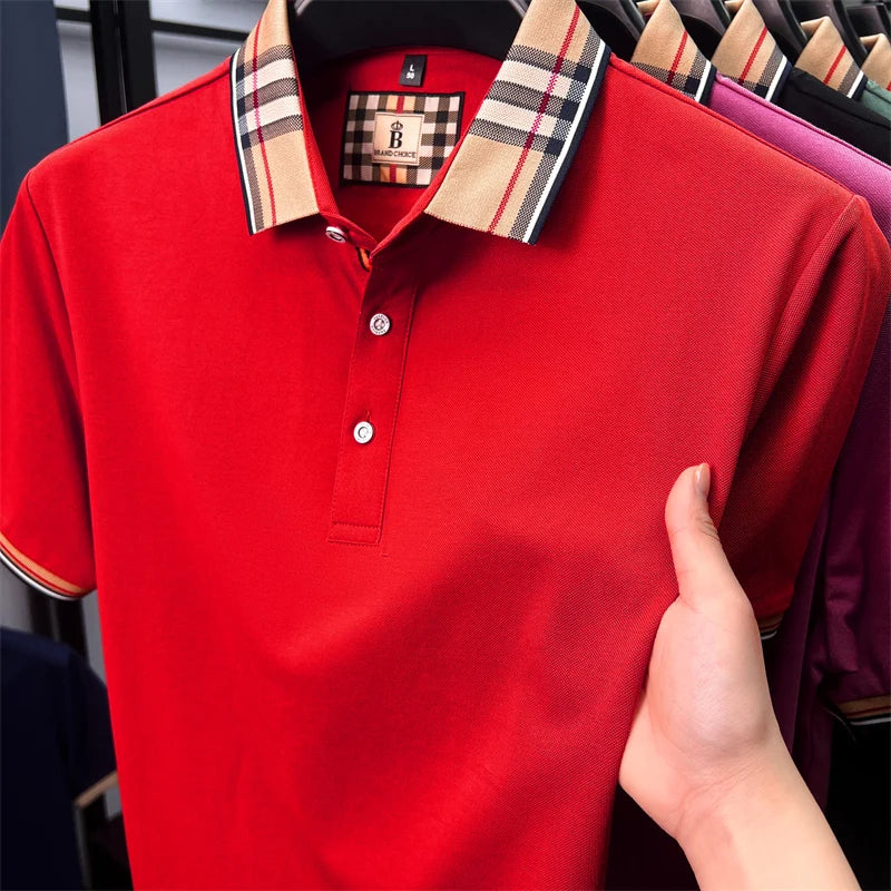 Luxury Brand Man Short-Sleeved Polo Shirt Lapel Button Spring Hot Polo Shirt Business Casual Clean Wrinkle-Resistant Men's Wear