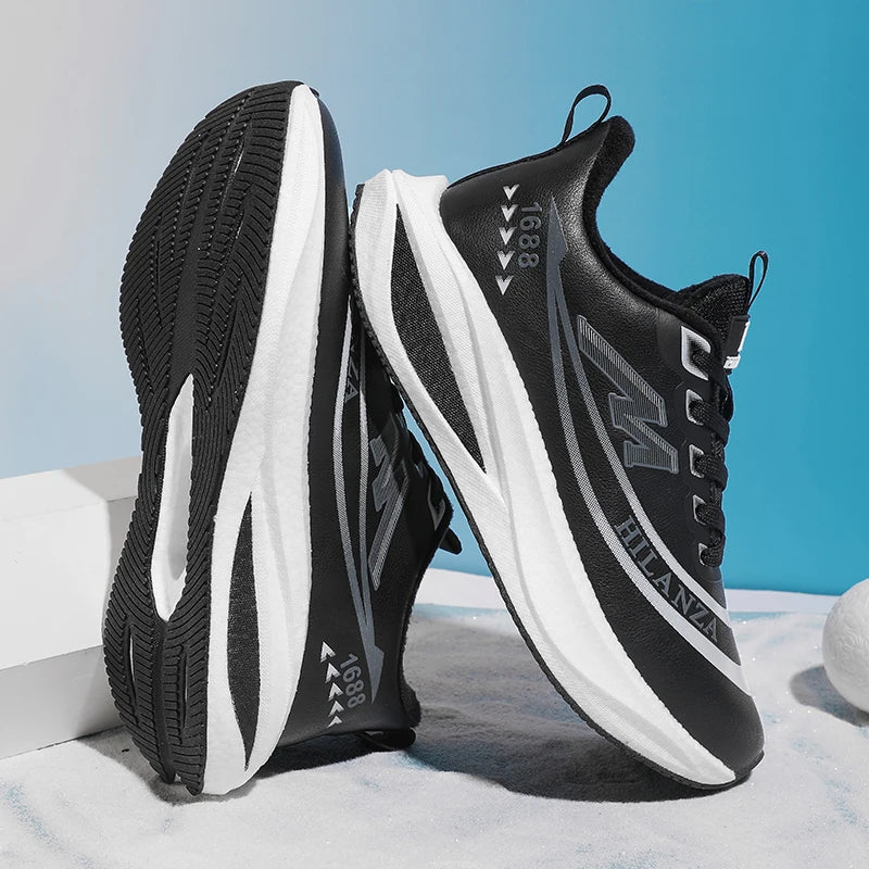 Mens Running Shoes Winter Leather Warm Cosy Cotton Shoes Cushioned Large Size Trendy Sports Leisure Sneakers for Men