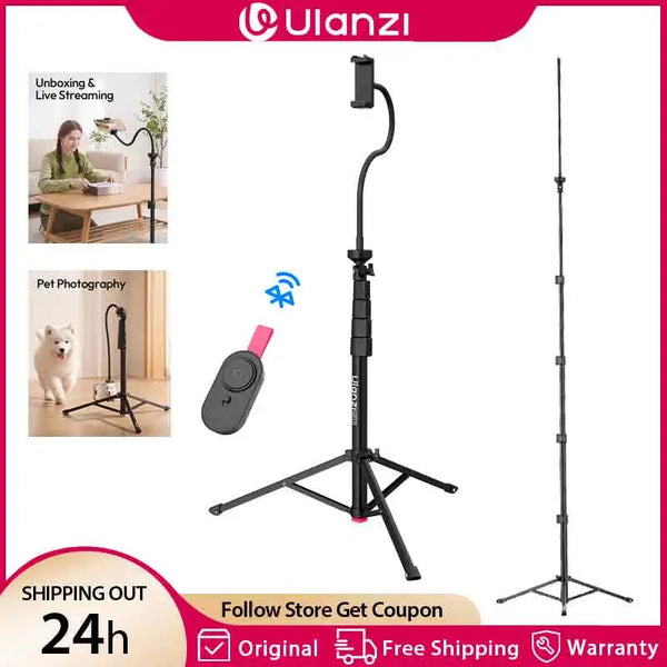 ជើងកាមេរ៉ា Ulanzi MT13 1.9M ដែលអាចបត់បែនបាន Gooseneck សម្រាប់ទូរស័ព្ទដៃ iPhone កាមេរ៉ា Tripod Stand ជាមួយឧបករណ៍បញ្ជាពីចម្ងាយសម្រាប់ Vlog Live