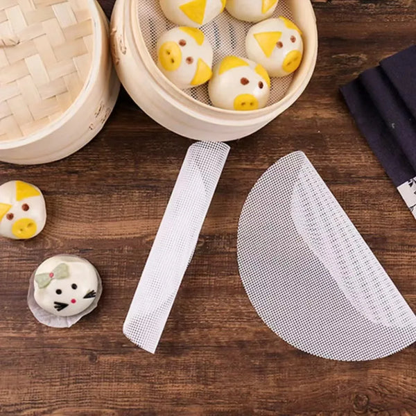 5pcs/set Reusable Silicone Non-Stick Steamer Liners, Round Steaming Mat for Bamboo Steamer Cooking, Heat Resistant Kitchen