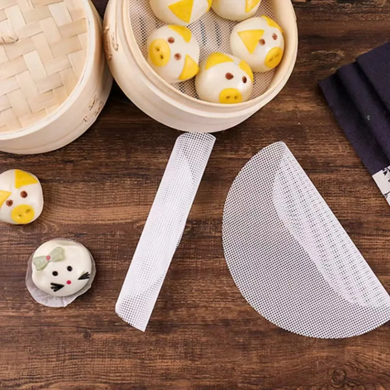 5pcs/set Reusable Silicone Non-Stick Steamer Liners, Round Steaming Mat for Bamboo Steamer Cooking, Heat Resistant Kitchen