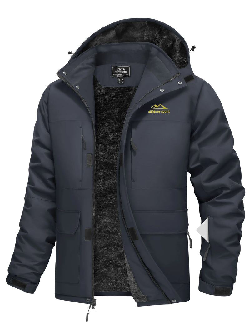TACVASEN Winter Heavyweight Coats Mens Ski Snow Waterproof Jackets Fleece Warm Snowboard Hooded Jacket Parka Raincoats 9 Pockets