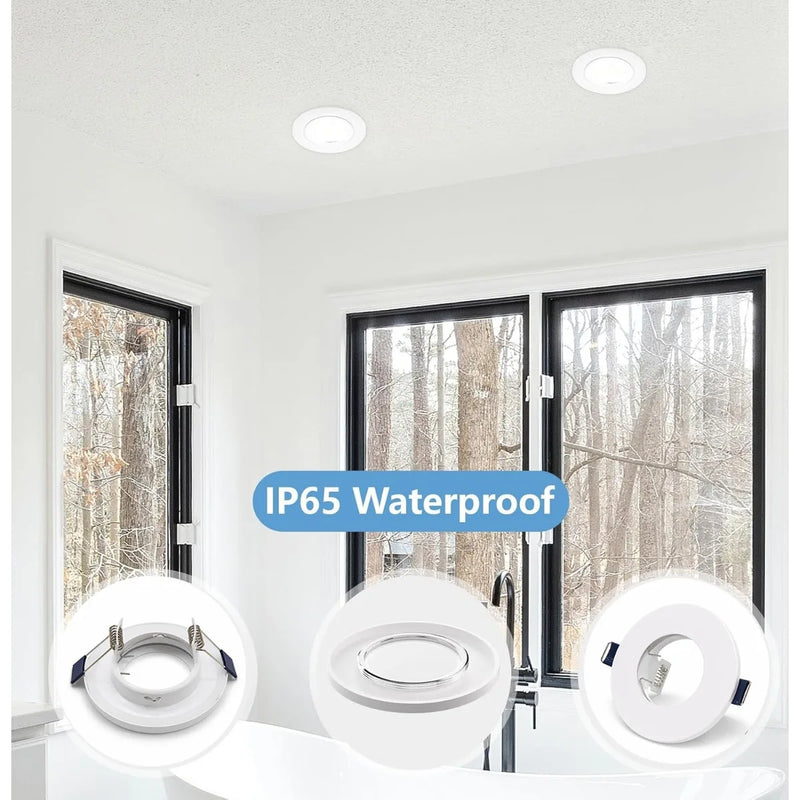 JOYINLED Waterproof Recessed Spotlight Trim GU10 MR16 Ceiling Light Frame Round LED Downlight Mounting Ring Bathroom Kitchen