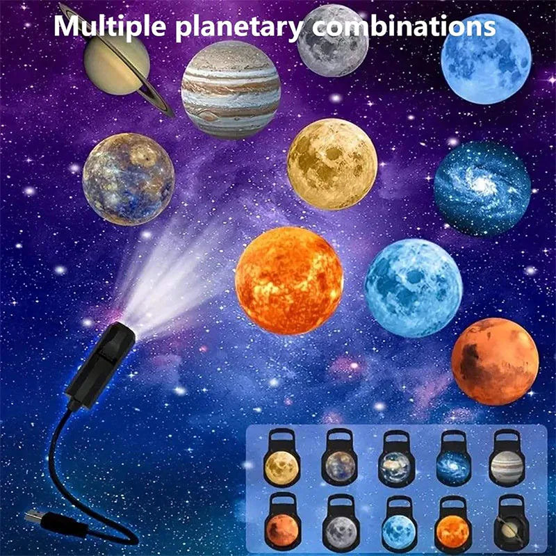 Creative Atmosphere Projection Lamp Pattern Projection USB Plug 360 Degree Rotating Night Light for Party Holiday Ceiling Decor