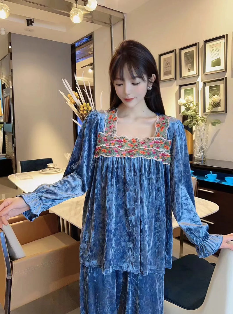 Winter Woman Pajamas New Warm Gold Velvet Sleepwear Set Spring Autumn Home Clothes Casual Nightwear Pijamas Women Pyjama Suit