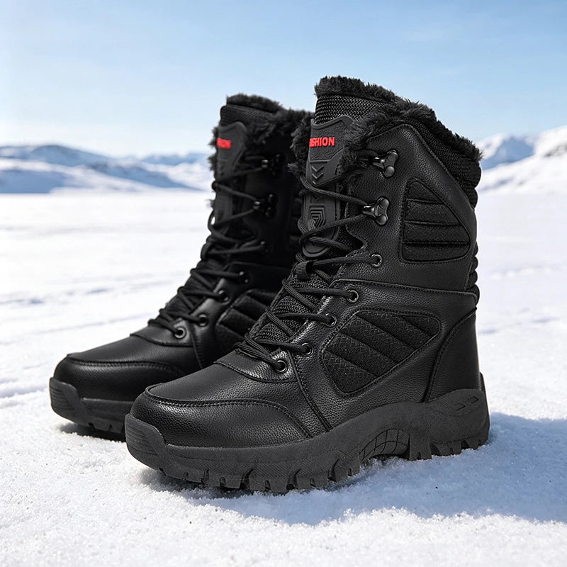 Men's high-top casual cotton boots winter warm plush outdoor cross-country anti slip jungle combat training boots hiking boots