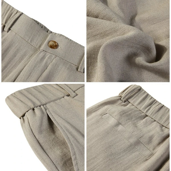 Men's Old Money Style Linen Blend Cropped Trousers – Breathable, Lightweight & Wrinkle-Resistant Straight-Leg Pants for Summer