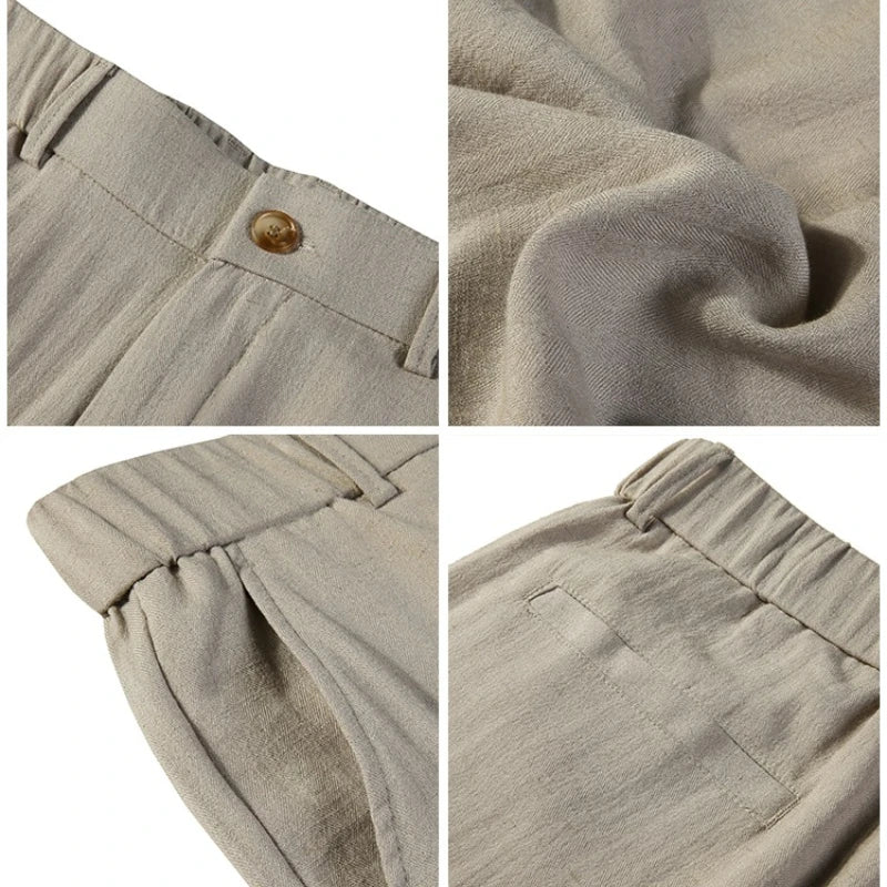 Men's Old Money Style Linen Blend Cropped Trousers – Breathable, Lightweight & Wrinkle-Resistant Straight-Leg Pants for Summer